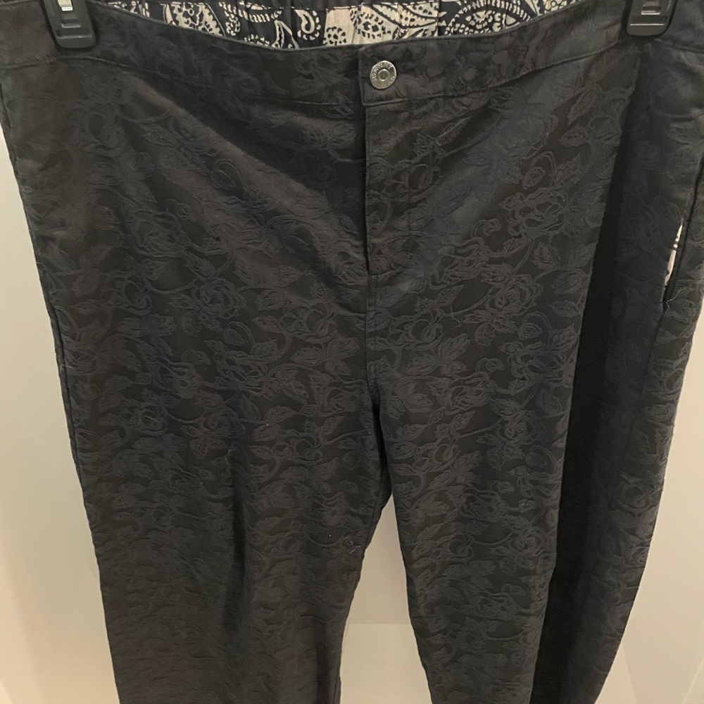 Johnny Was Black Floral/Jacquard Boot Cut Pants Sz XXL NWOT